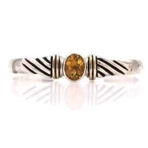Sterling & 14K Citrine Designer Bangle